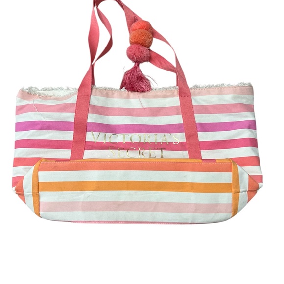 Victoria's Secret Striped Tote in Pink and Orange - Picture 1 of 7